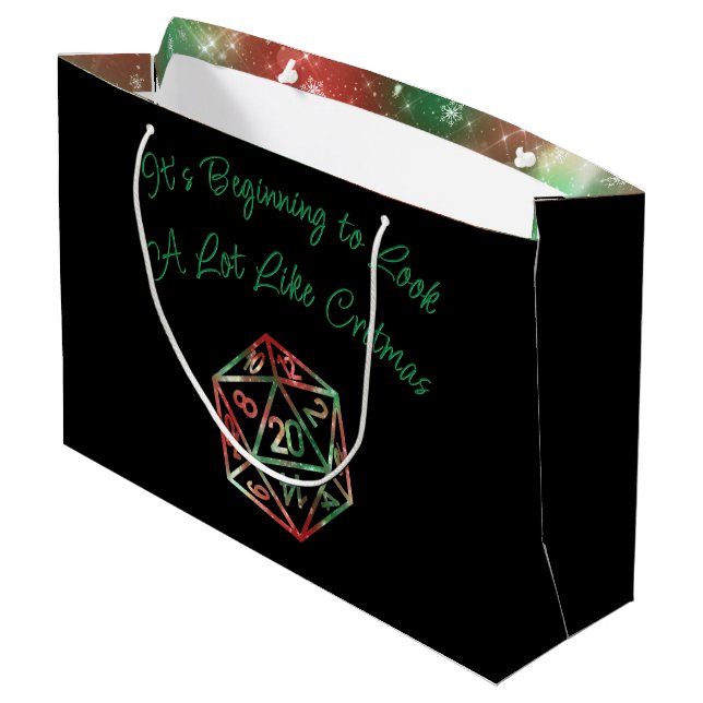 RPG Critmas | XMAS Fantasy Tabletop Gamer Dice Large Gift Bag (Back Angled)