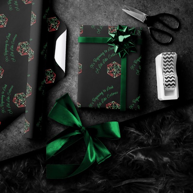 RPG Critmas | XMAS Fantasy Tabletop Gamer Dice Wrapping Paper (Creator Uploaded)