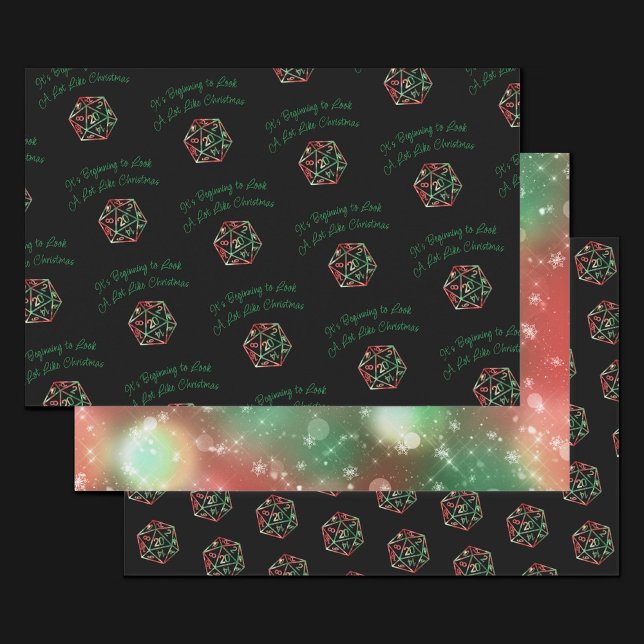 RPG Critmas | XMAS Fantasy Tabletop Gamer Dice Wrapping Paper Sheets (Creator Uploaded)