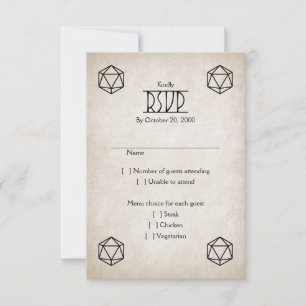 RPG D20 Gamer Wedding RSVP Card