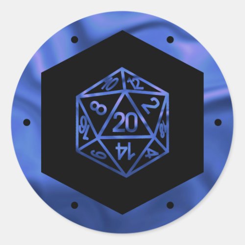 RPG Dice  Blue Fantasy Roleplayer Tabletop Gamer Classic Round Sticker