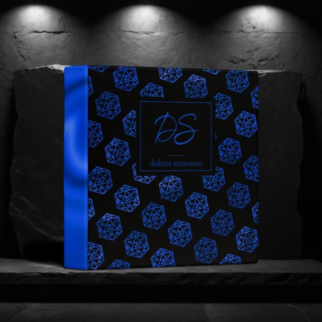 RPG Dice | Blue Fantasy Tabletop Gamer Branding 3 Ring Binder (Creator Uploaded)