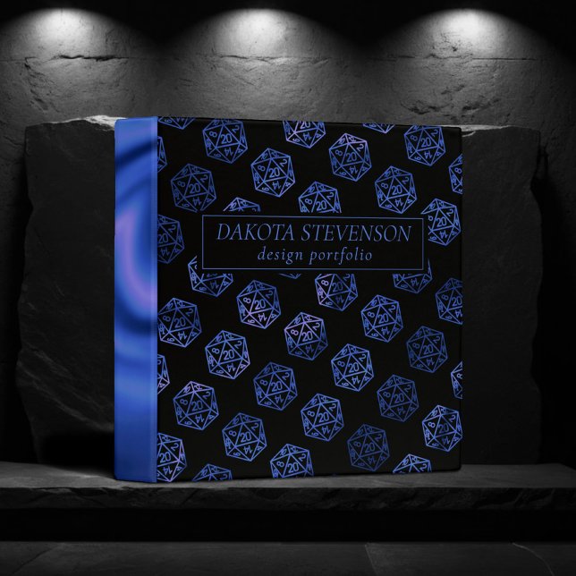 RPG Dice | Blue Fantasy Tabletop Gamer Branding 3 Ring Binder (Creator Uploaded)