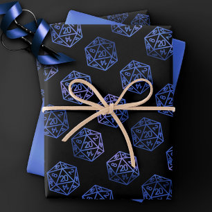 RPG Dice   Blue Old School Tabletop PnP Roleplayer Wrapping Paper Sheets