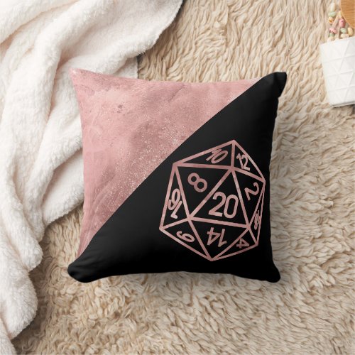 RPG Dice  Blush Luxury Sheen Tabletop Roleplayer Throw Pillow