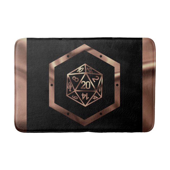 RPG Dice | Copper Fantasy Retro Tabletop PnP Gamer Bath Mat (Front)