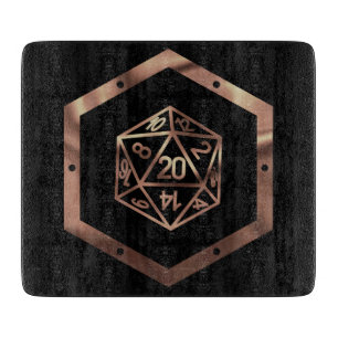 RPG Dice Copper Fantasy Retro Tabletop PnP Gamer Cutting Board