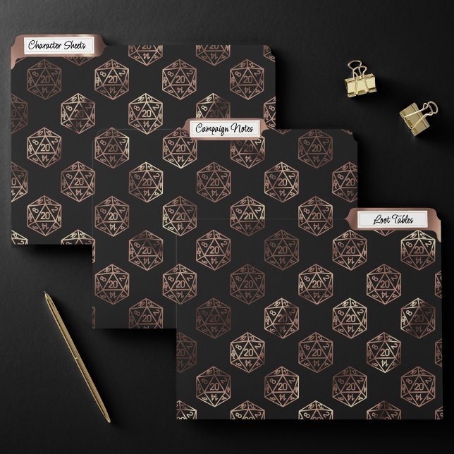 RPG Dice | Copper Fantasy Retro Tabletop PnP Gamer File Folder (Creator Uploaded)