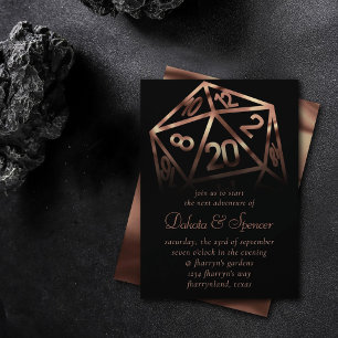 RPG Dice Copper Fantasy Retro Tabletop PnP Gamer Invitation