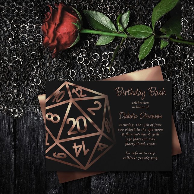 RPG Dice | Copper Fantasy Retro Tabletop PnP Gamer Invitation (Creator Uploaded)