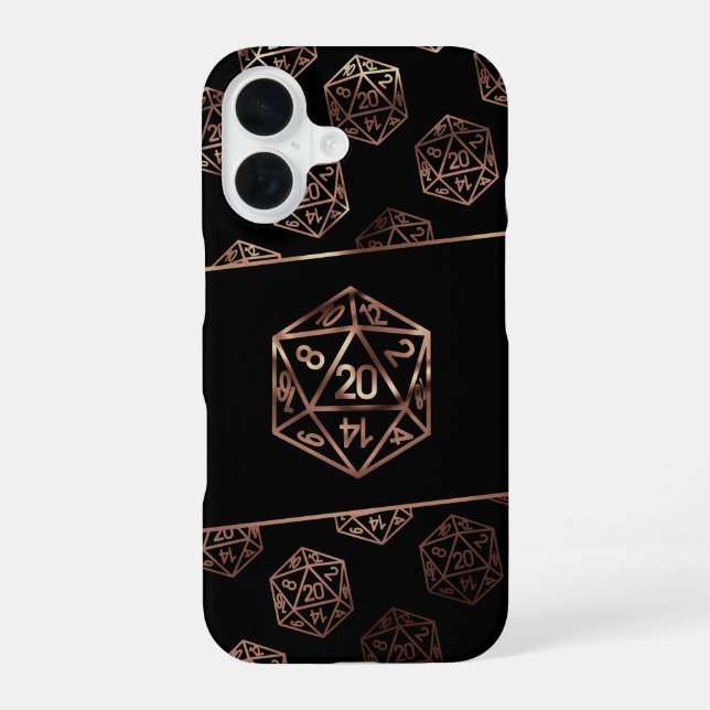 RPG Dice | Copper Fantasy Retro Tabletop PnP Gamer iPhone Case (Back)