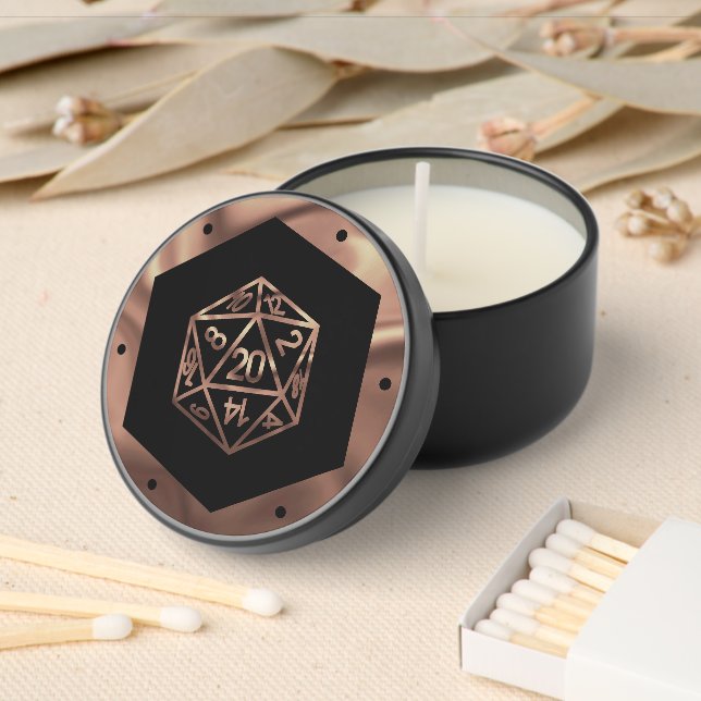 RPG Dice | Copper Fantasy Retro Tabletop PnP Gamer Mini Candle Favors (Insitu)