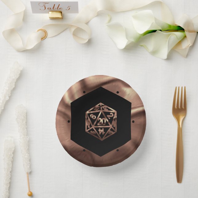 RPG Dice | Copper Fantasy Retro Tabletop PnP Gamer Paper Bowls (Wedding)