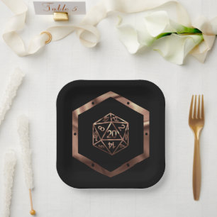 RPG Dice   Copper Fantasy Retro Tabletop PnP Gamer Paper Plates