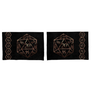 RPG Dice Copper Fantasy Retro Tabletop PnP Gamer Pillow Case