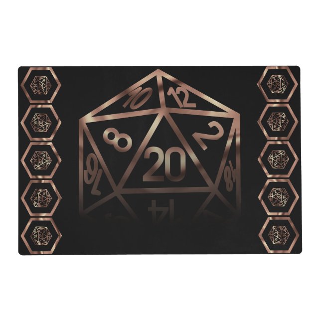 RPG Dice | Copper Fantasy Retro Tabletop PnP Gamer Placemat (Front)