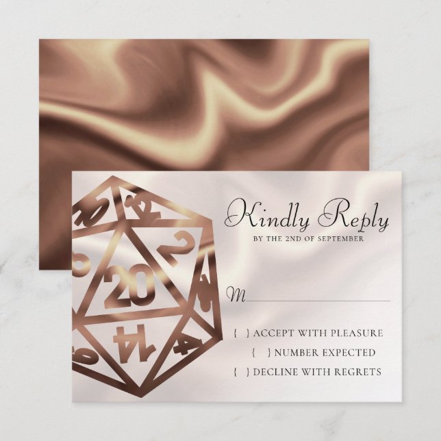 RPG Dice | Copper Fantasy Retro Tabletop PnP Gamer RSVP Card (Front/Back)