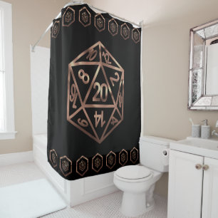 RPG Dice   Copper Fantasy Retro Tabletop PnP Gamer Shower Curtain