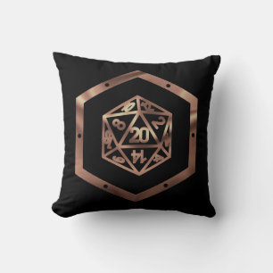 RPG Dice   Copper Fantasy Retro Tabletop PnP Gamer Throw Pillow