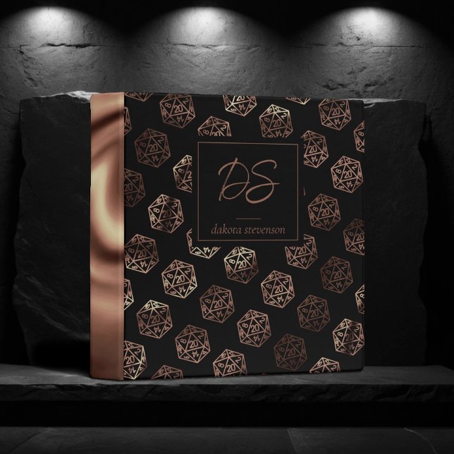RPG Dice | Copper Fantasy Tabletop Gamer Branding 3 Ring Binder (Creator Uploaded)