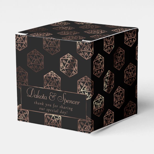 RPG Dice | Copper Fantasy Tabletop Gamer Custom Favor Boxes (Front Side)