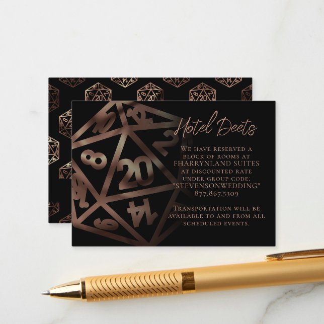 RPG Dice | Copper Fantasy Tabletop Gamer Details Enclosure Card (Front/Back In Situ)