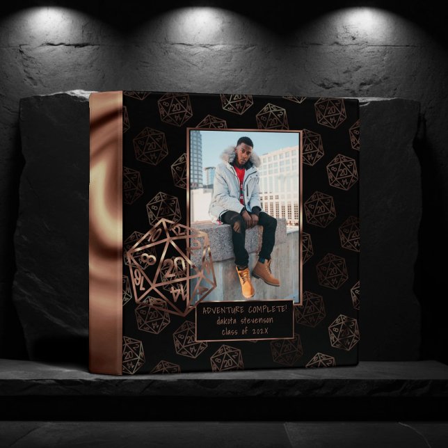 RPG Dice | Copper Fantasy Tabletop Gamer Photo 3 Ring Binder (Creator Uploaded)