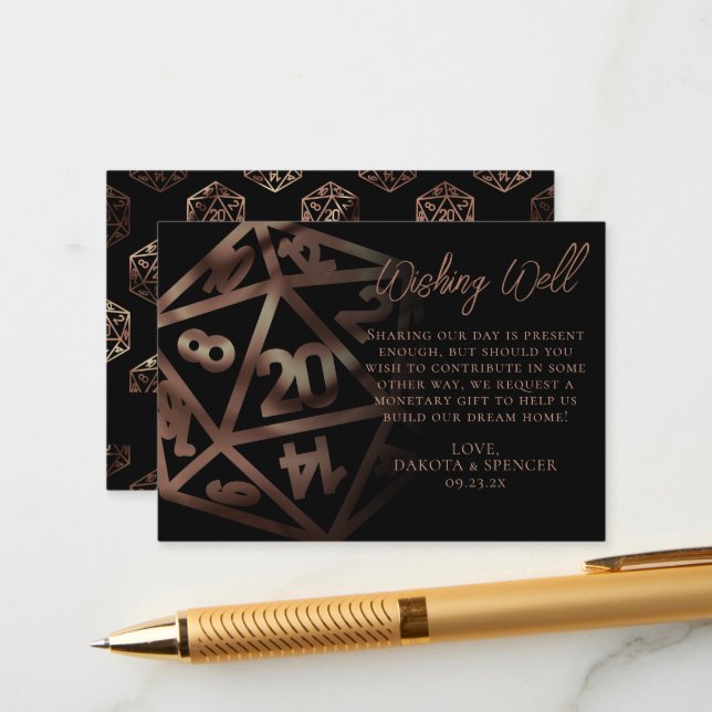 RPG Dice | Copper Fantasy Tabletop Gamer Wishlist Enclosure Card (Front/Back In Situ)