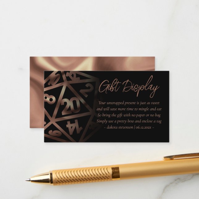 RPG Dice | Copper Fantasy Tabletop Gift on Display Enclosure Card (Front/Back In Situ)