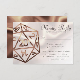 RPG Dice Copper Retro Tabletop Roleplayer Entree RSVP Card