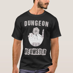 RPG Dice D20 Polyhedral from Nerdy Dungeon Meowste T-Shirt
