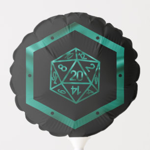 RPG Dice Emerald Fantasy Retro Tabletop Gamer Balloon