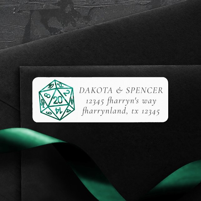 RPG Dice | Emerald Fantasy Tabletop Gamer Address Label (Creator Uploaded)