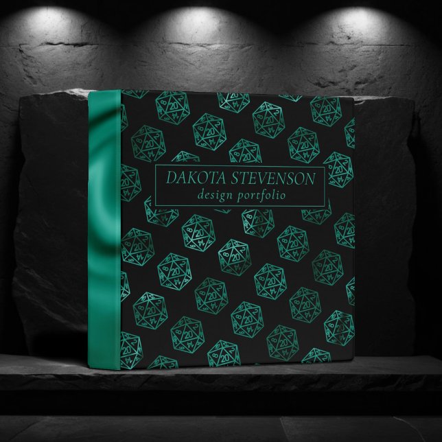 RPG Dice | Emerald Fantasy Tabletop Gamer Branding 3 Ring Binder (Creator Uploaded)