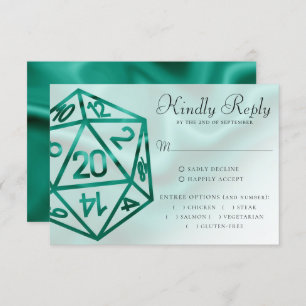 RPG Dice Emerald Fantasy Tabletop Gamer Entree RSVP Card