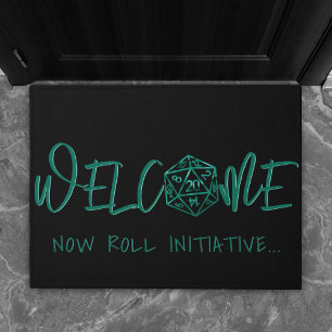 RPG Dice   Emerald Fantasy Tabletop Gamer Welcome Doormat