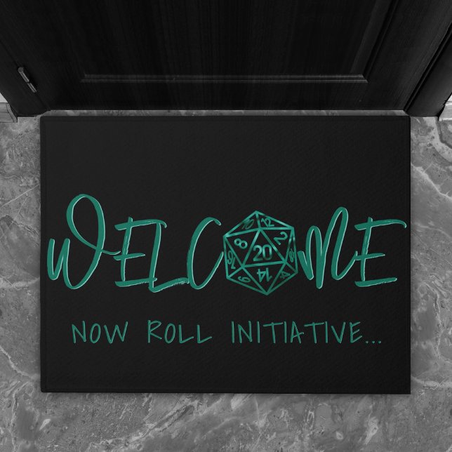 RPG Dice | Emerald Fantasy Tabletop Gamer Welcome Doormat (Creator Uploaded)