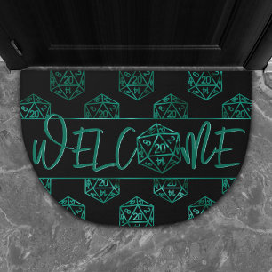 RPG Dice Emerald Fantasy Tabletop Gamer Welcome Doormat