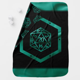 RPG Dice   Emerald Fantasy Tabletop Retro Gamer Baby Blanket
