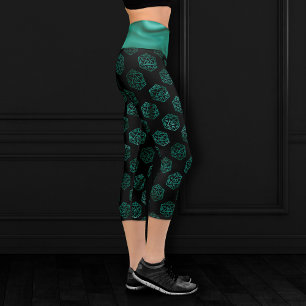 RPG Dice Emerald Fantasy Tabletop Retro Gamer Capri Leggings