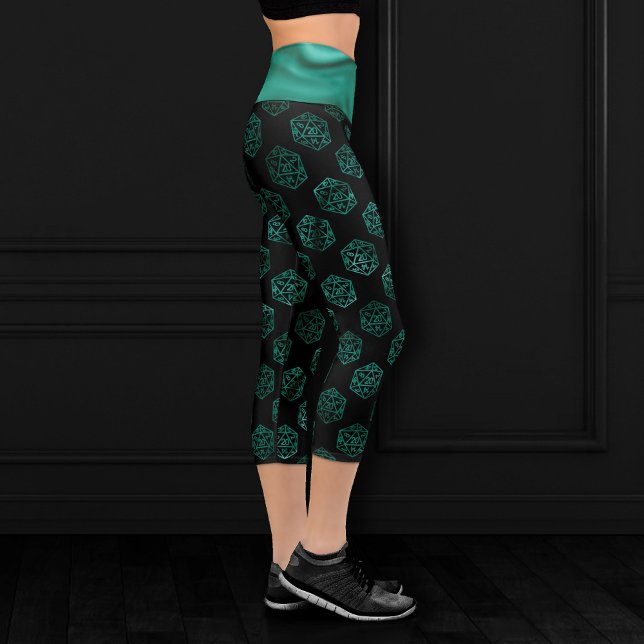 RPG Dice | Emerald Fantasy Tabletop Retro Gamer Capri Leggings (Creator Uploaded)