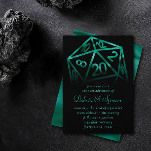 RPG Dice Emerald Fantasy Tabletop Retro Gamer Invitation