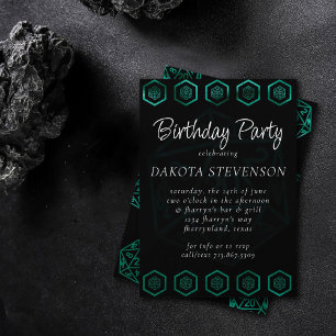 RPG Dice   Emerald Fantasy Tabletop Retro Gamer Invitation