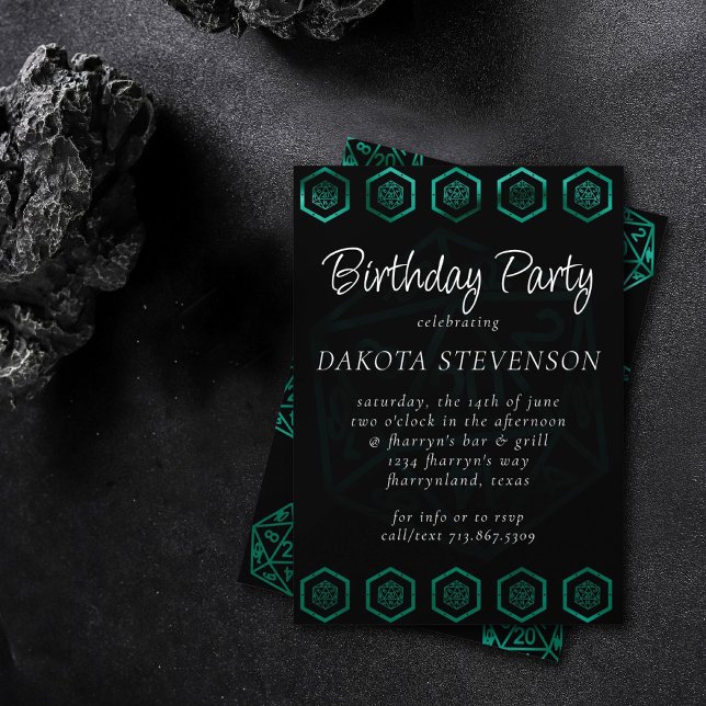 RPG Dice | Emerald Fantasy Tabletop Retro Gamer Invitation (Creator Uploaded)