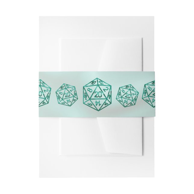 RPG Dice | Emerald Fantasy Tabletop Retro Gamer Invitation Belly Band (Front Example)