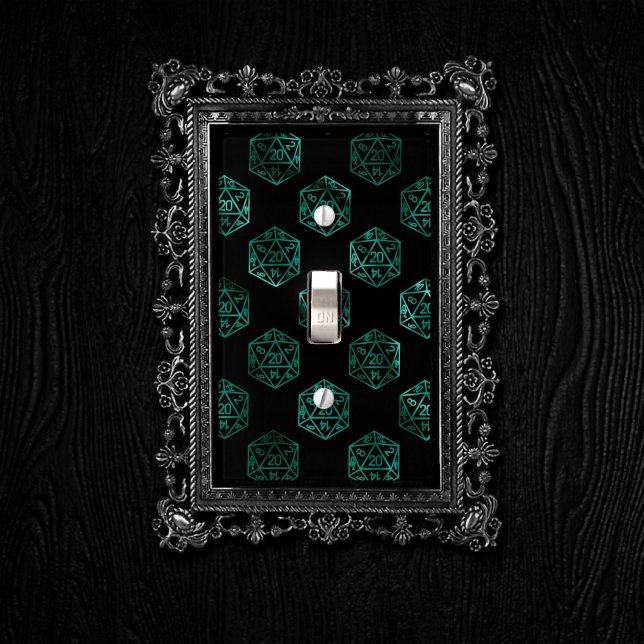 RPG Dice | Emerald Fantasy Tabletop Retro Gamer Light Switch Cover (Creator Uploaded)