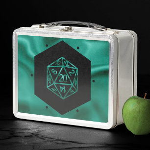 RPG Dice Emerald Fantasy Tabletop Retro Gamer Metal Lunch Box