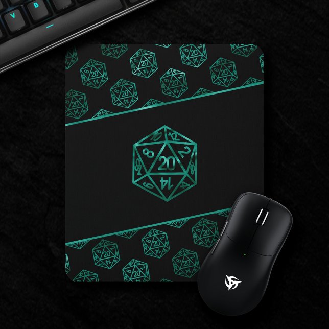 RPG Dice | Emerald Fantasy Tabletop Retro Gamer Mouse Pad (Creator Uploaded)