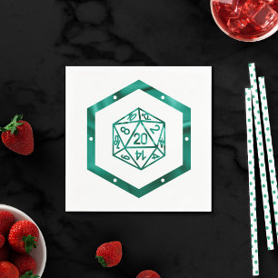 RPG Dice Emerald Fantasy Tabletop Retro Gamer Napkins