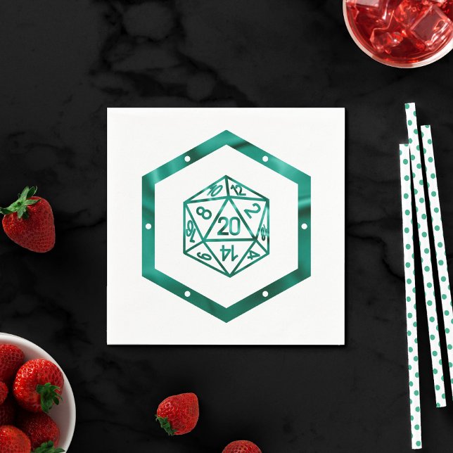 RPG Dice | Emerald Fantasy Tabletop Retro Gamer Napkins (Creator Uploaded)